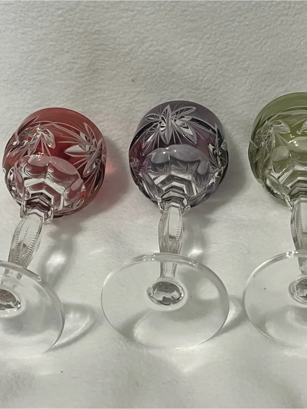 Bohemian Cut to Clear Vintage Crystal Cordial Glasses